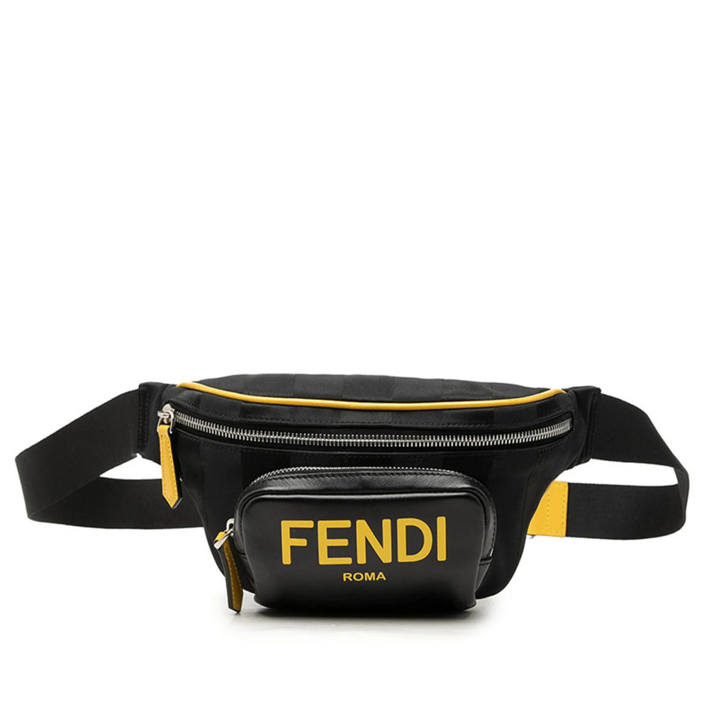 Fendi Body Bag Waist 7VA483 Black Yellow Nylon Leather Women's FENDI
